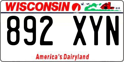 WI license plate 892XYN