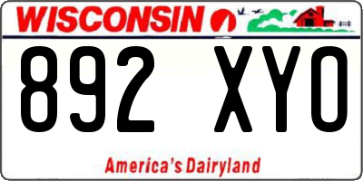 WI license plate 892XYO