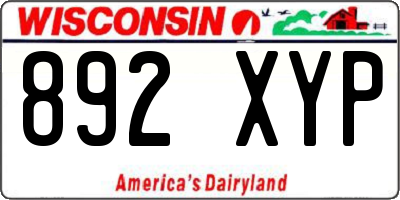 WI license plate 892XYP