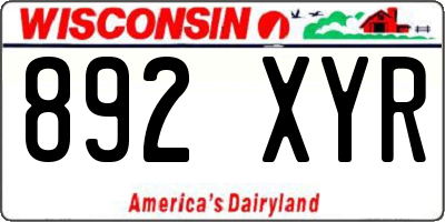 WI license plate 892XYR