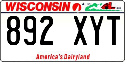 WI license plate 892XYT