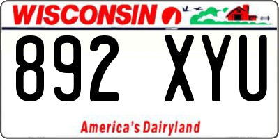 WI license plate 892XYU