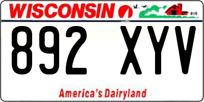 WI license plate 892XYV