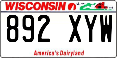 WI license plate 892XYW