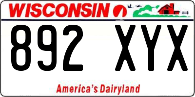 WI license plate 892XYX