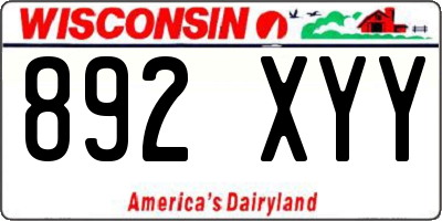 WI license plate 892XYY
