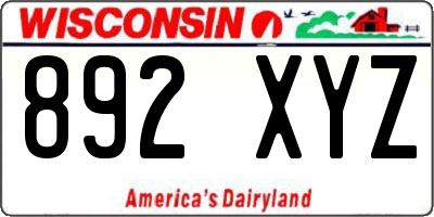 WI license plate 892XYZ