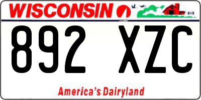 WI license plate 892XZC