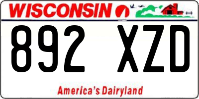 WI license plate 892XZD