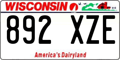 WI license plate 892XZE