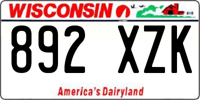 WI license plate 892XZK
