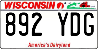 WI license plate 892YDG