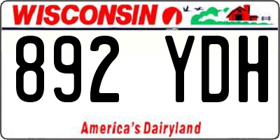 WI license plate 892YDH