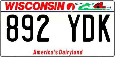 WI license plate 892YDK
