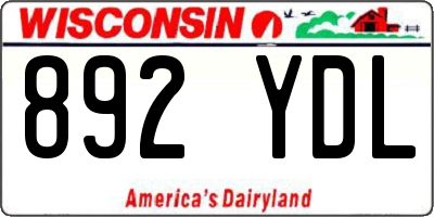 WI license plate 892YDL
