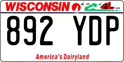 WI license plate 892YDP