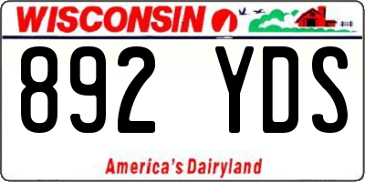 WI license plate 892YDS
