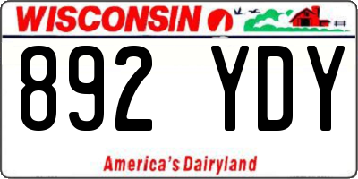 WI license plate 892YDY