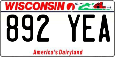 WI license plate 892YEA