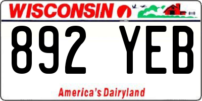 WI license plate 892YEB