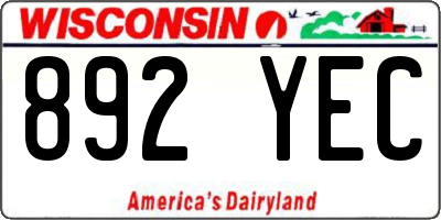 WI license plate 892YEC