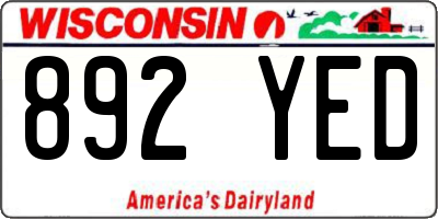 WI license plate 892YED