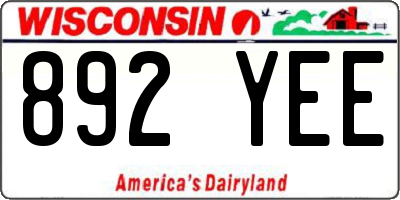 WI license plate 892YEE