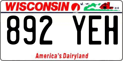 WI license plate 892YEH