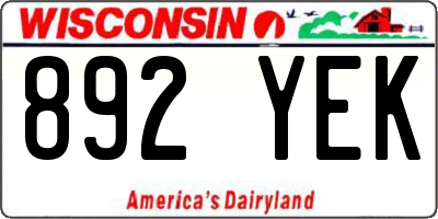 WI license plate 892YEK