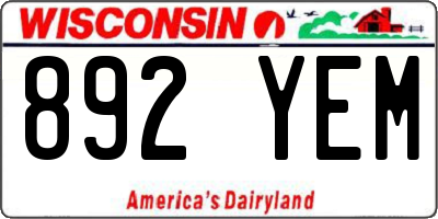 WI license plate 892YEM
