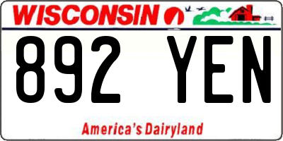 WI license plate 892YEN