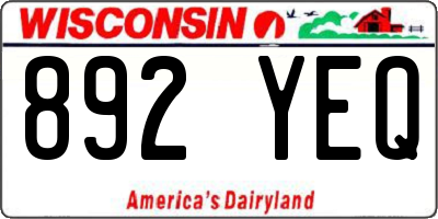 WI license plate 892YEQ
