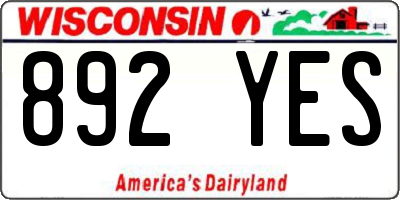 WI license plate 892YES