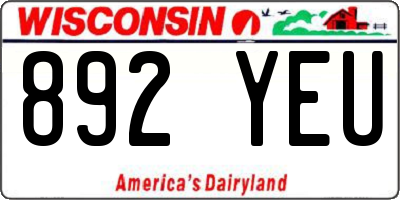 WI license plate 892YEU