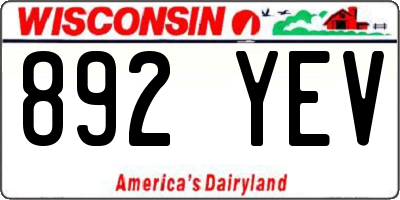 WI license plate 892YEV