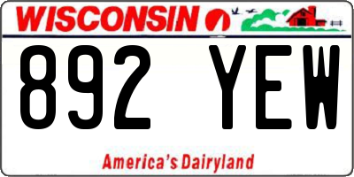 WI license plate 892YEW