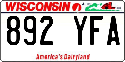 WI license plate 892YFA