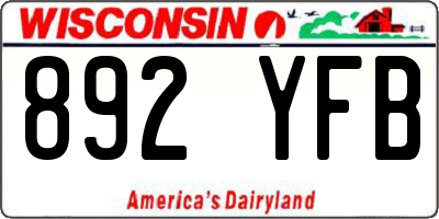 WI license plate 892YFB