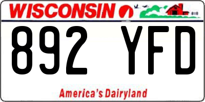 WI license plate 892YFD