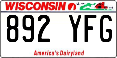 WI license plate 892YFG