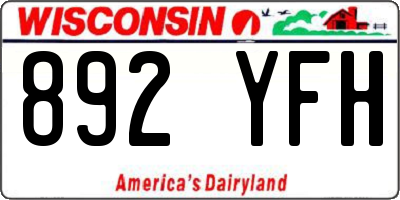 WI license plate 892YFH