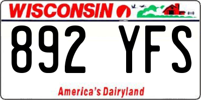 WI license plate 892YFS