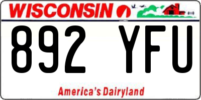WI license plate 892YFU