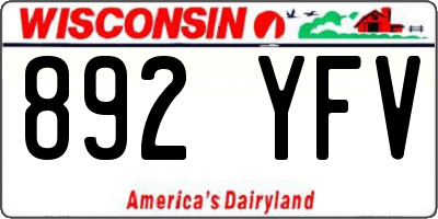 WI license plate 892YFV