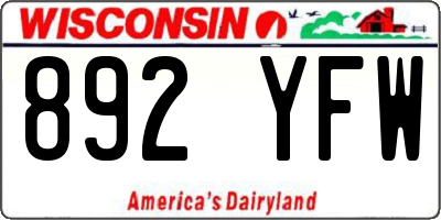 WI license plate 892YFW