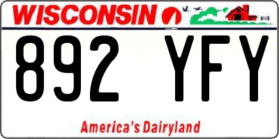 WI license plate 892YFY