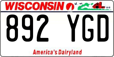 WI license plate 892YGD