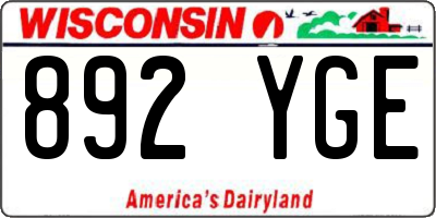 WI license plate 892YGE
