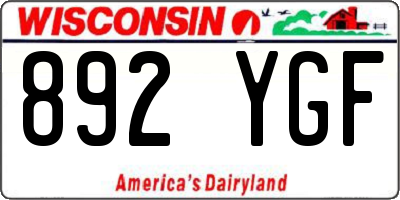 WI license plate 892YGF