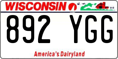 WI license plate 892YGG